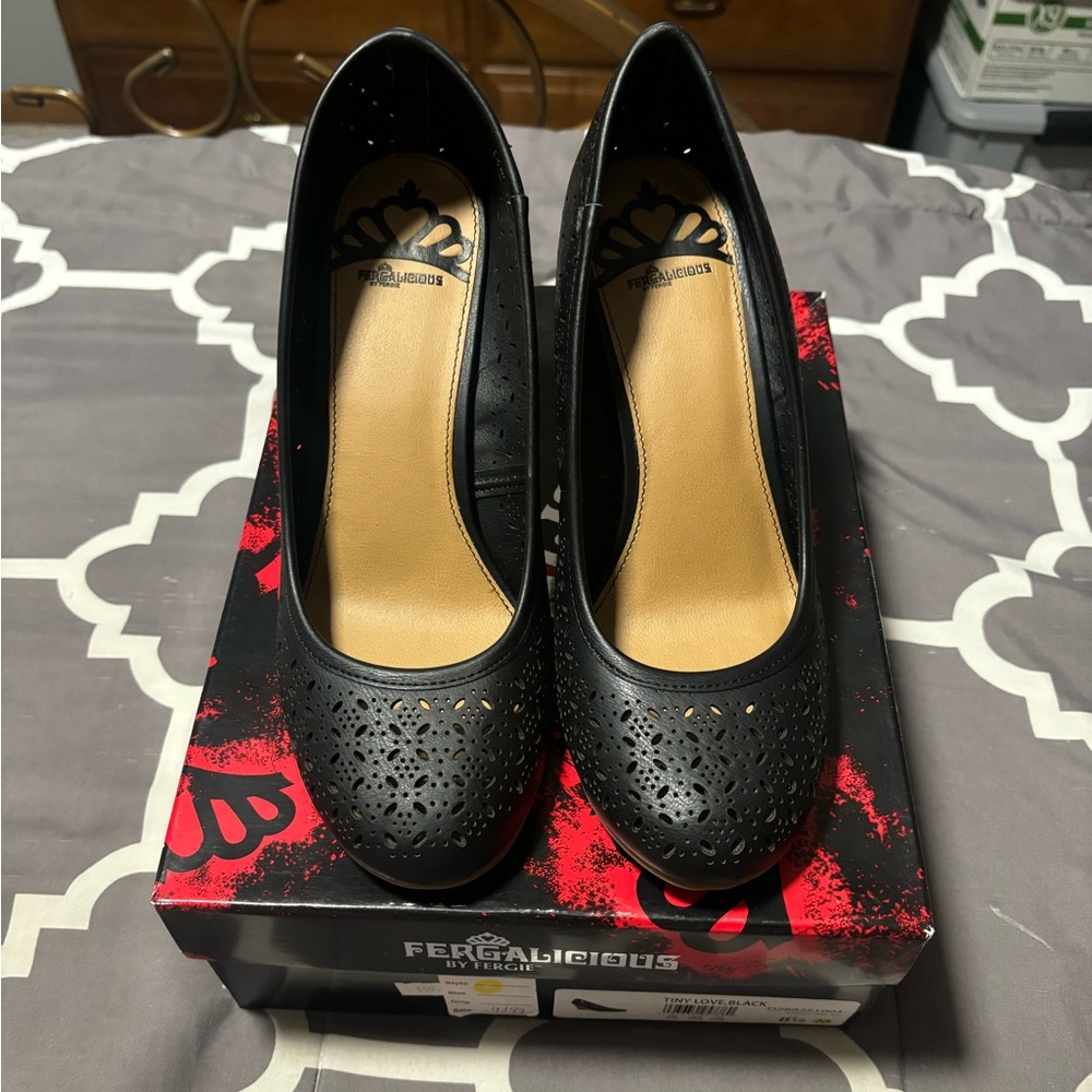 Women’s Fergalicious Black Wedges